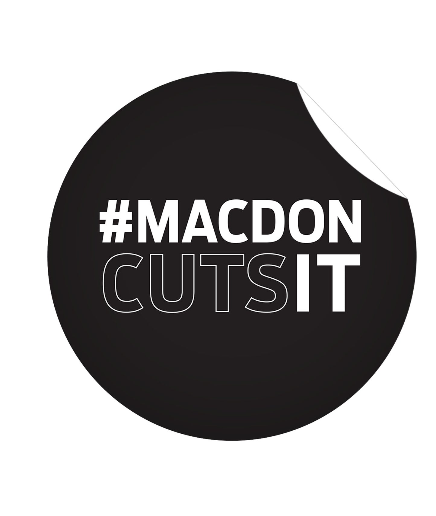 MacDon Cuts It Sticker Black